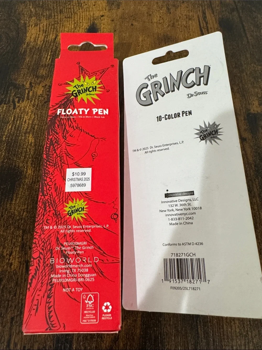 Dr. Seuss The Grinch Floaty Pen Set - Red & White